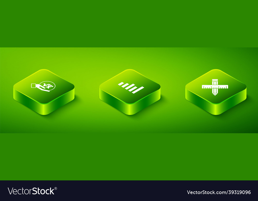 Set isometric graph schedule chart diagram vector image Set isometric graph schedule chart diagram