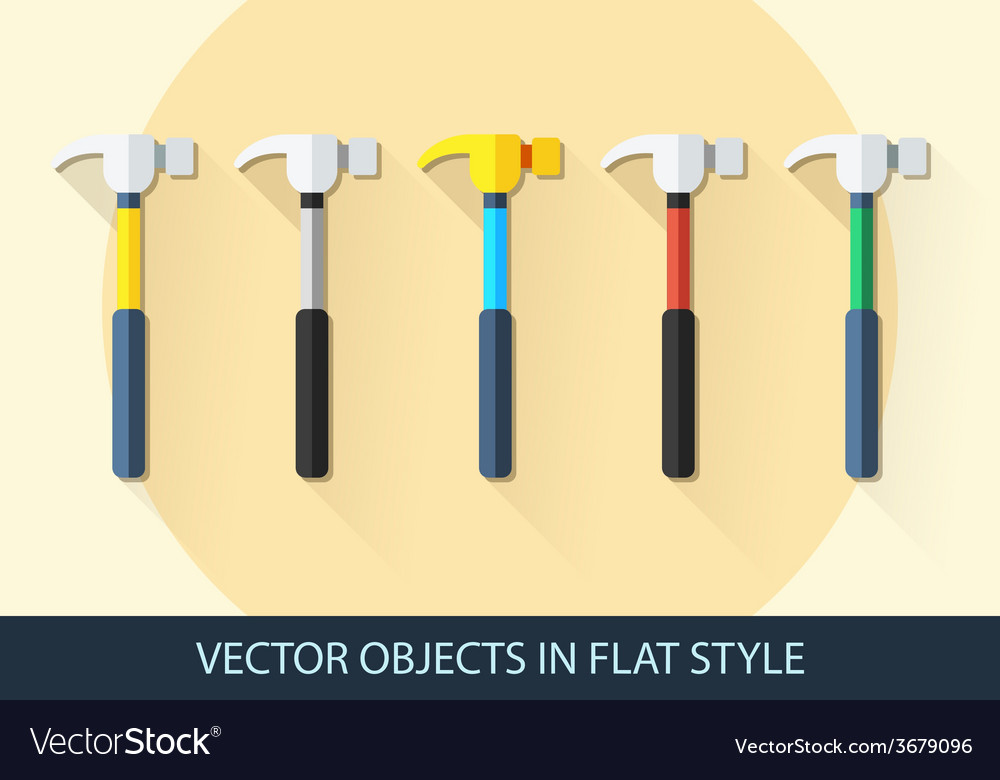 Set of hammer in a flat style with shadow