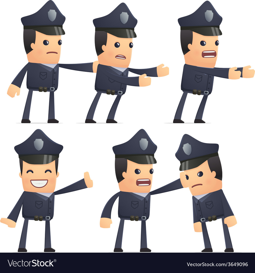 Set of policeman character in different poses