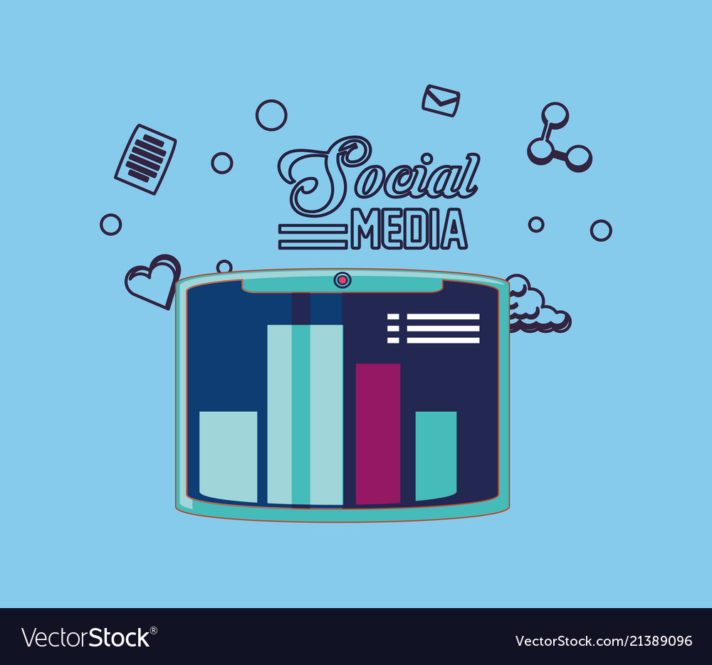 Tablet computer network diagram social media Vector Image