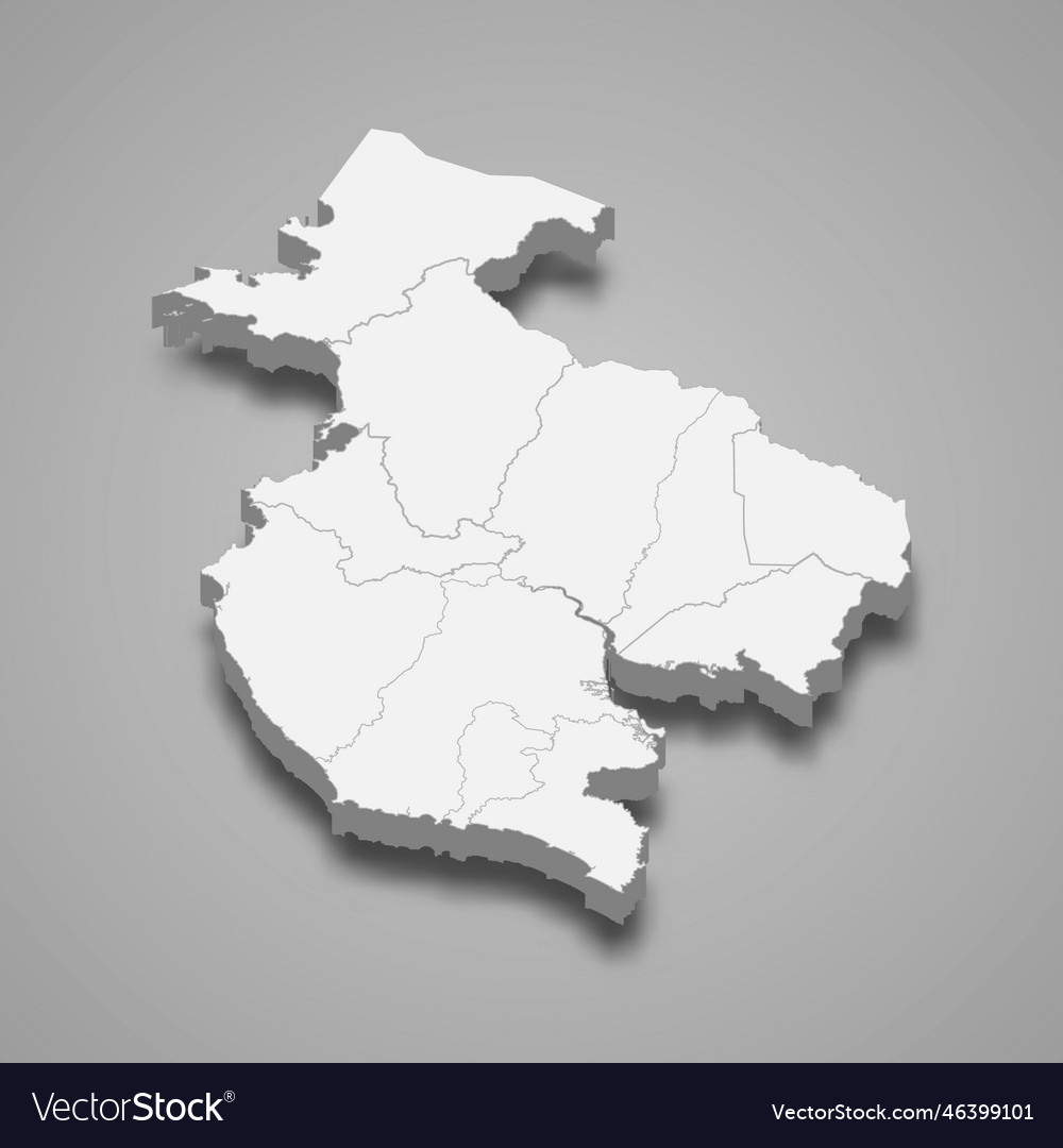 3d isometric map of guanacaste is a province Vector Image