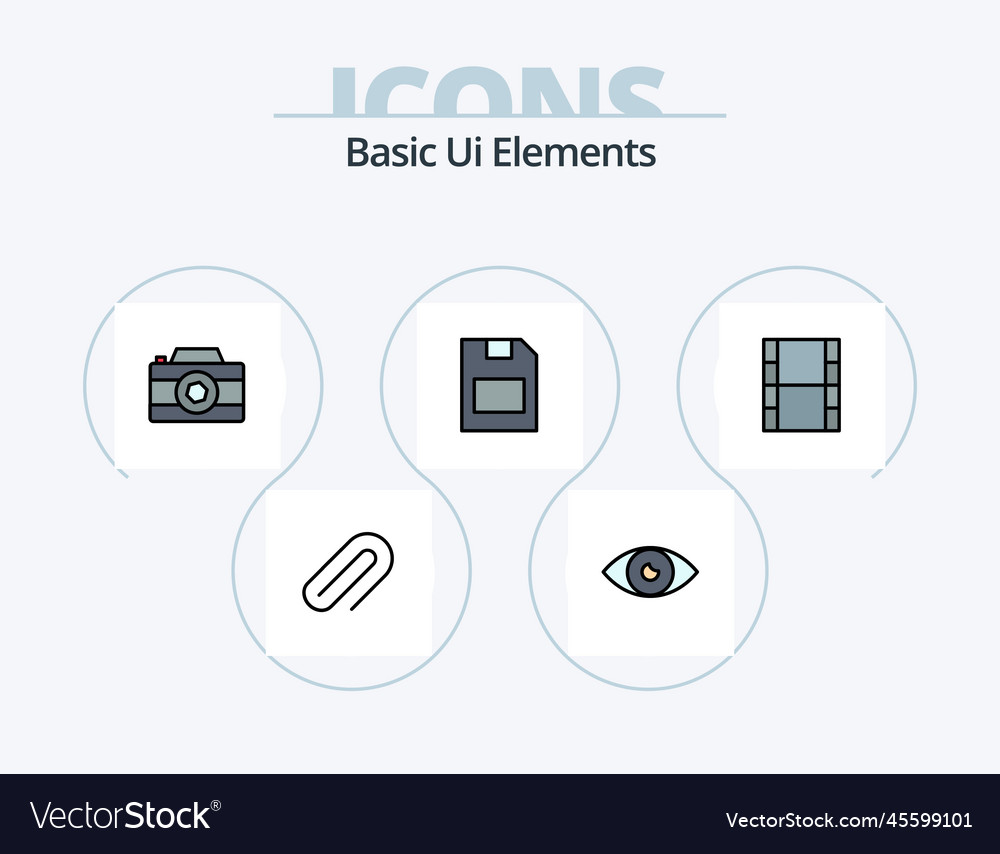Basic ui elements line filled icon pack 5