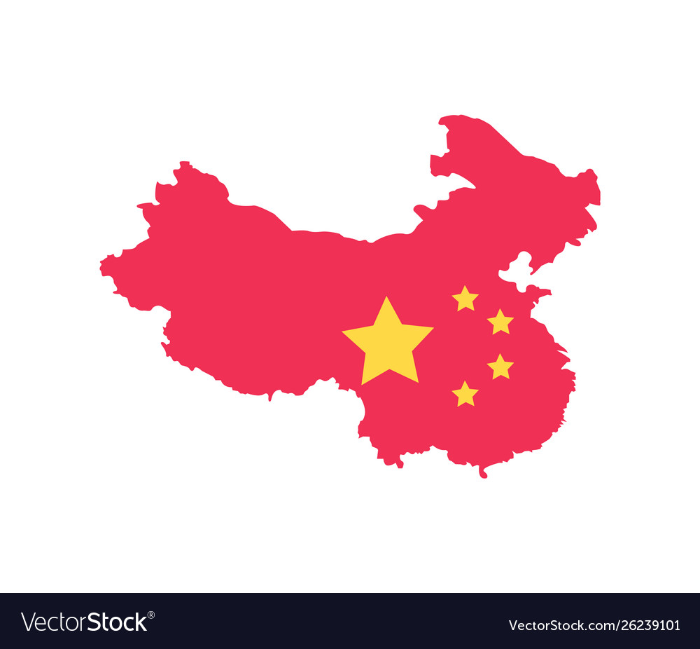 Cartography icon china on map with flag Royalty Free Vector