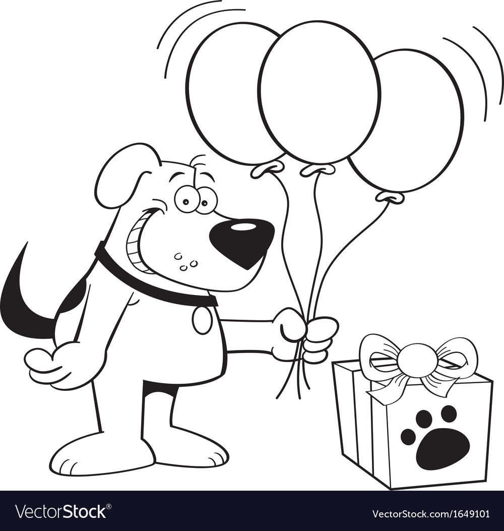 Cartoon dog with balloons Royalty Free Vector Image