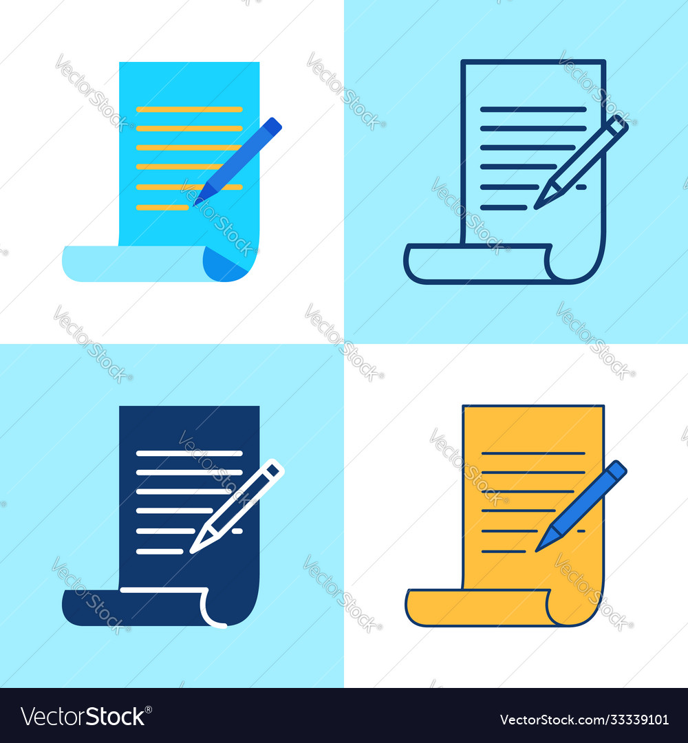 Copywriting Icon Set - Flat & Line