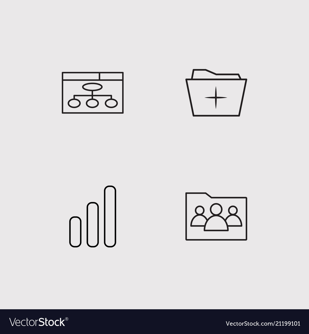 Data analytics simple linear icons set outlined