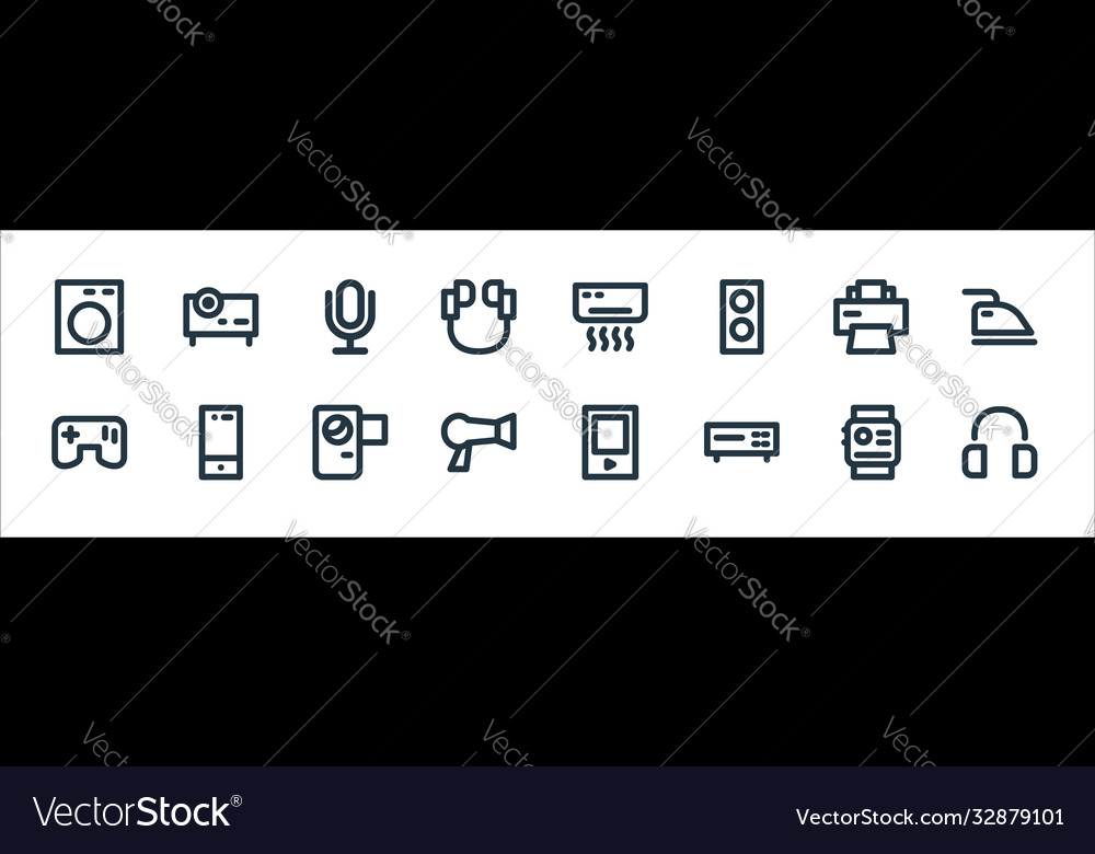 Electronics line icons linear set quality vector image Electronics line icons linear set quality