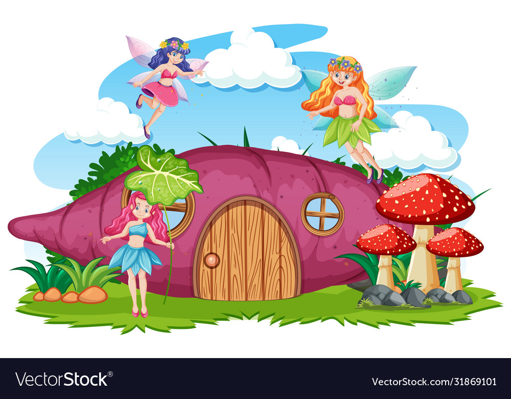 Fairy tales with taro house cartoon style Vector Image