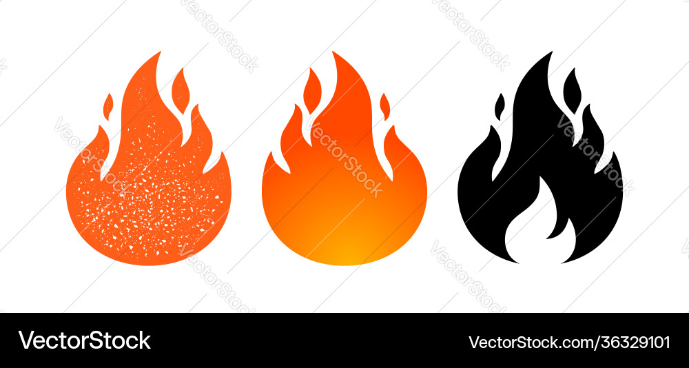 Fire flame red collection set Royalty Free Vector Image