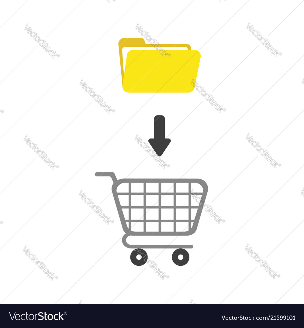 Flat design concept of open folder into shopping vector image Flat design concept of open folder into shopping