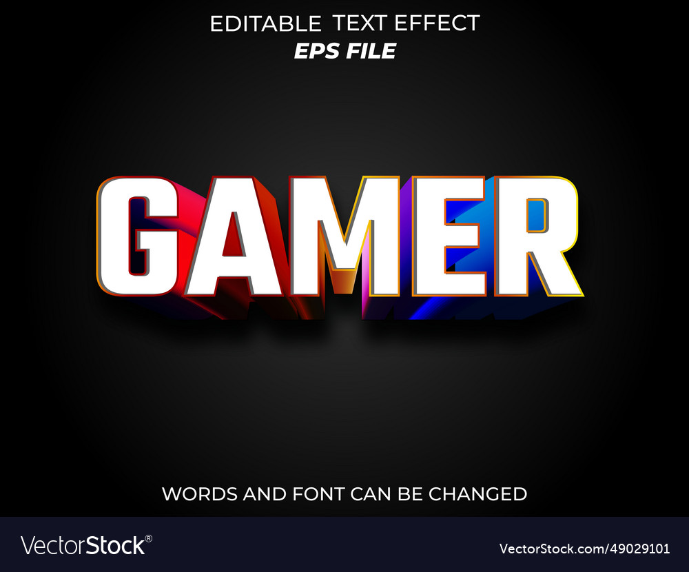 Gamer text effect font editable typography 3d
