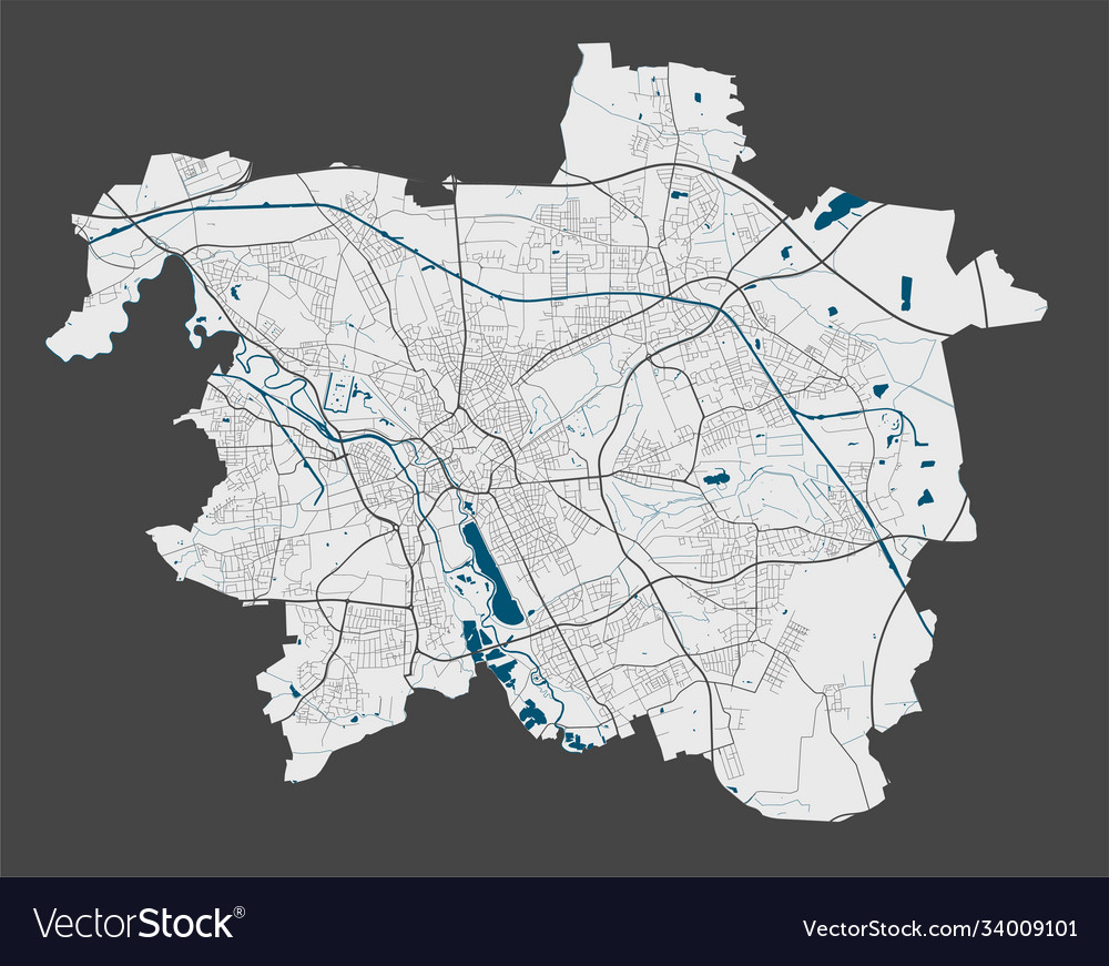 Hannover map detailed city poster