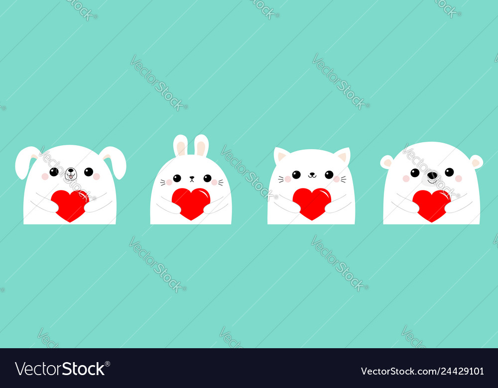 Happy valentines day white dog puppy rabbit hare