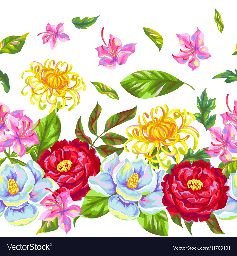 Magnolia Peony China Floral Pattern