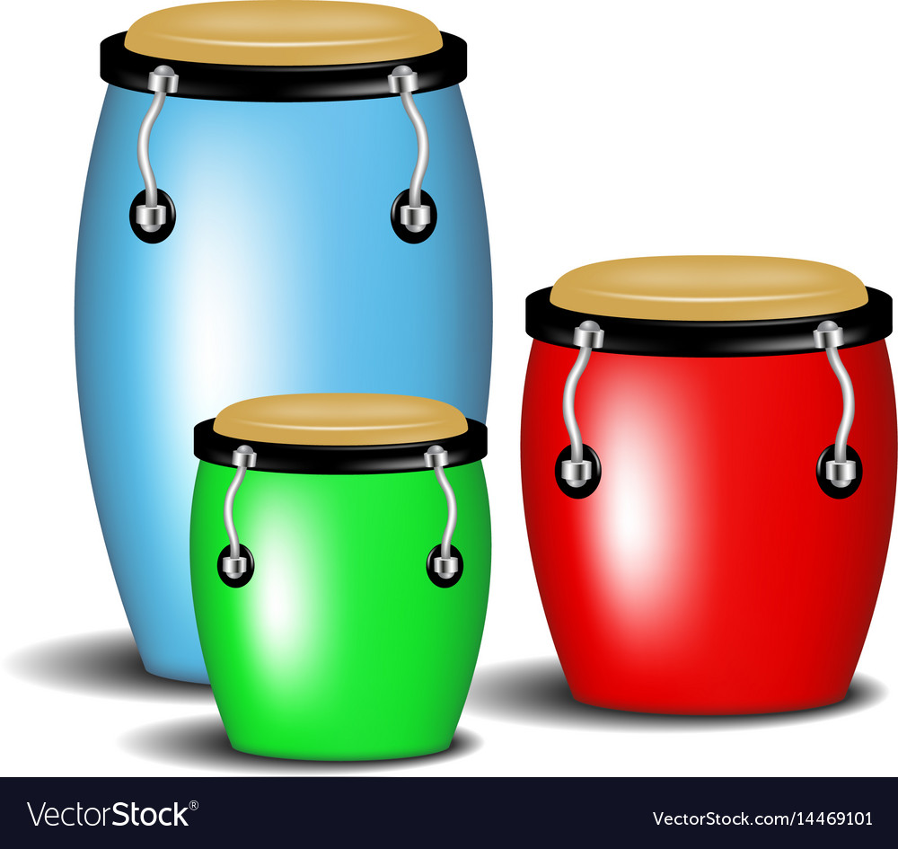 Multicoloured congas music band with shadow Vector Image