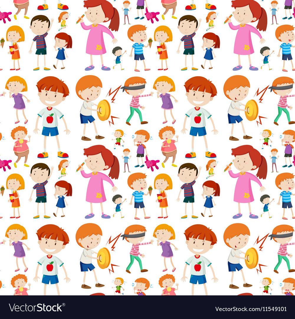 Seamless background design with kid characters