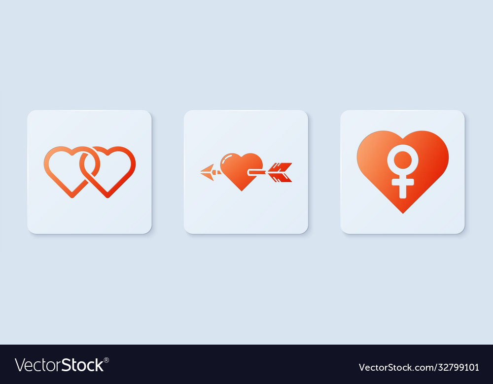 Set amour with heart and arrow two linked hearts Vector Image Set amour with heart and arrow two linked hearts