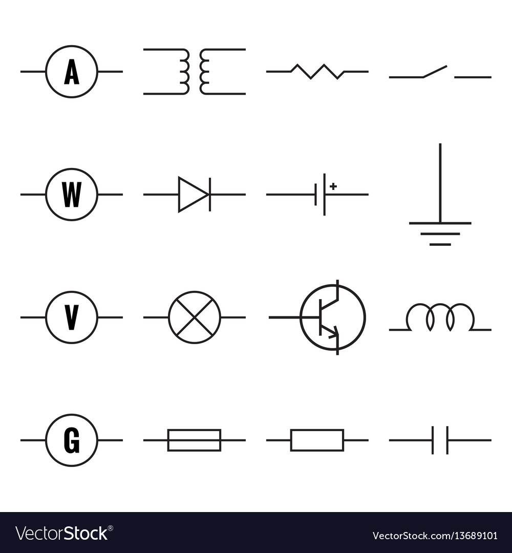 Set electronic components Royalty Free Vector Image