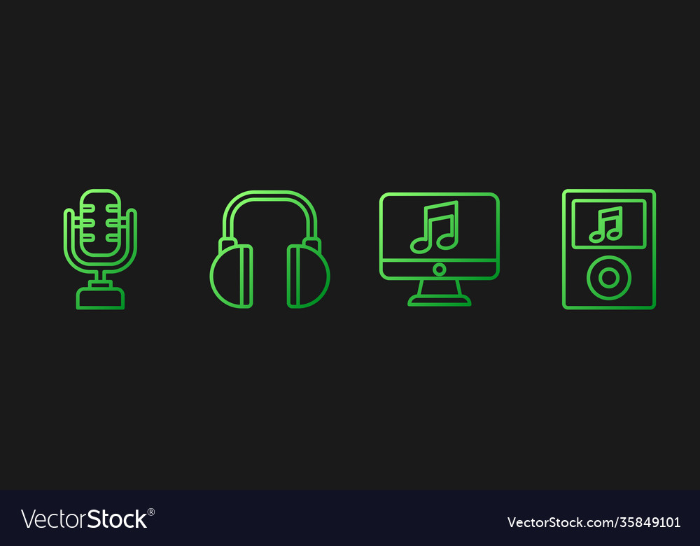 Set line computer with music note microphone