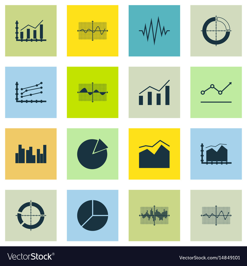 Set of graphs diagrams and statistics icons