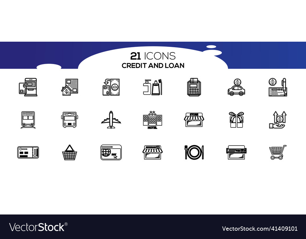 Simple set of loan related line icons