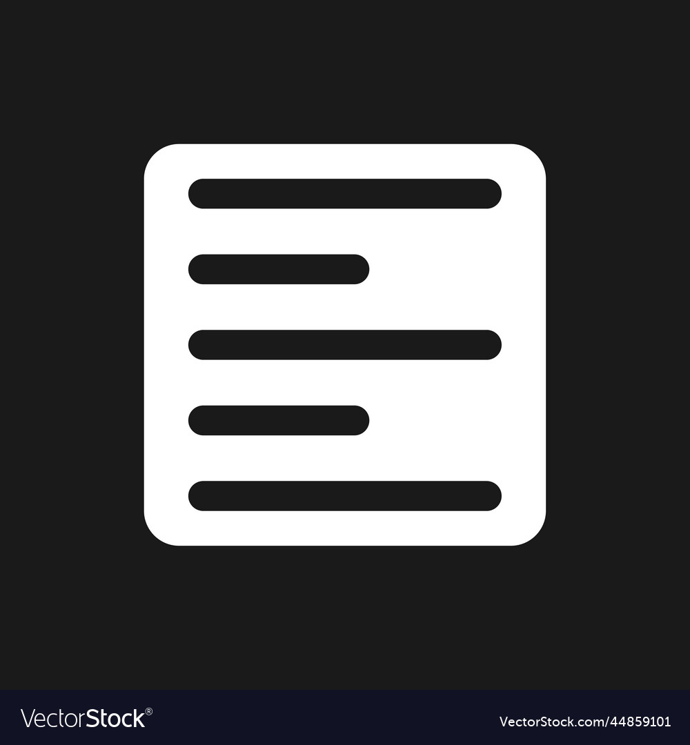 Text dark mode glyph ui icon Royalty Free Vector Image