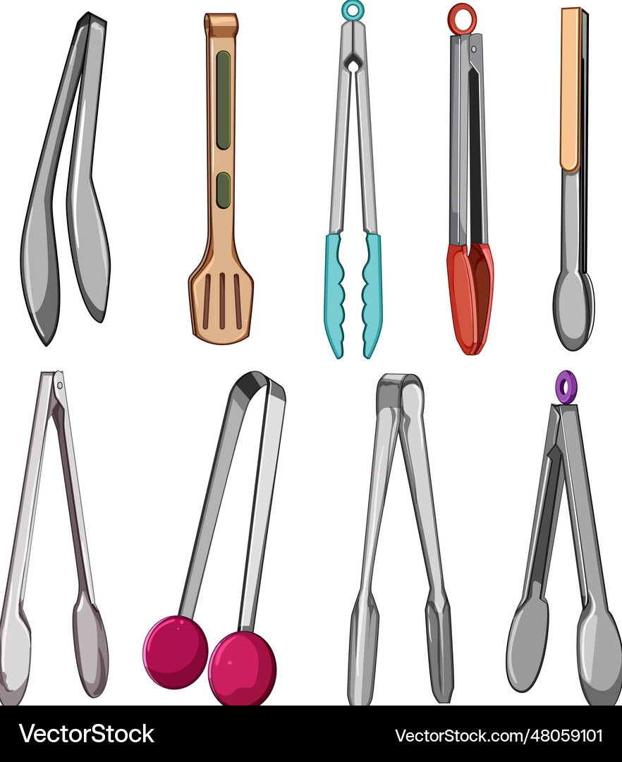 Tongs hand set cartoon Royalty Free Vector Image