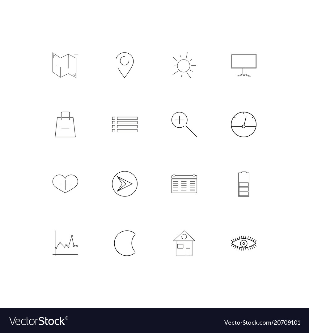User interface simple linear icons set outlined