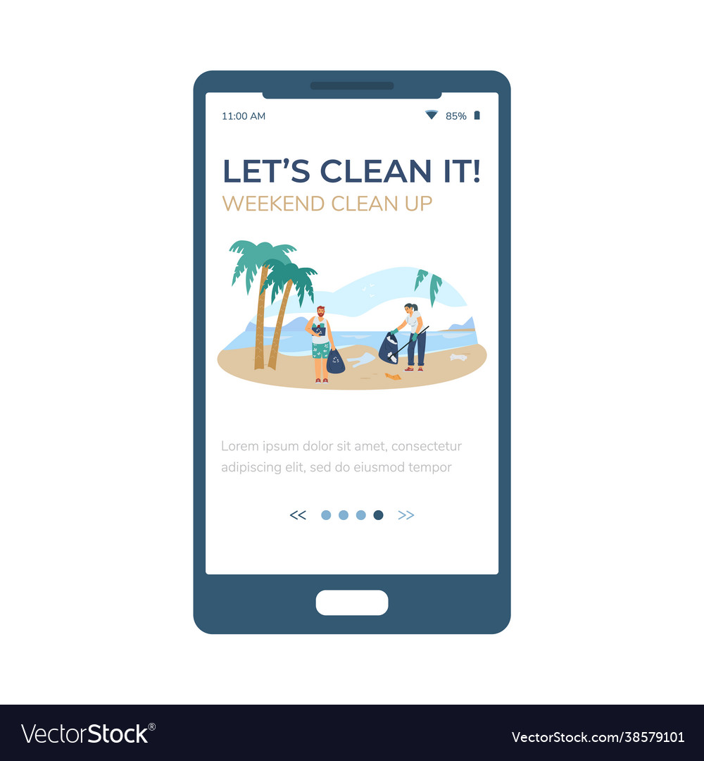 Volunteer weekend clean up onboarding screen flat