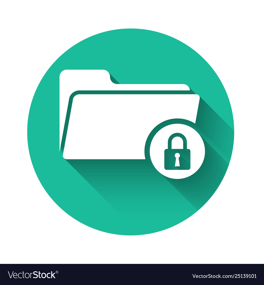 White folder and lock icon isolated with long Vector Image White folder and lock icon isolated with long
