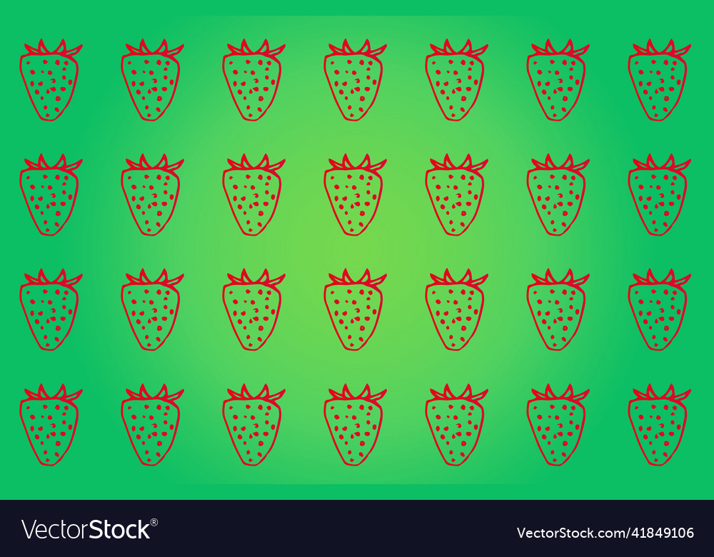 Background with pattern of hand-drawn strawberries