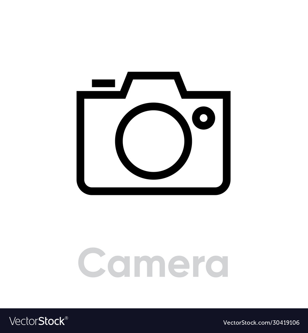 Camera icon flat linear design editable