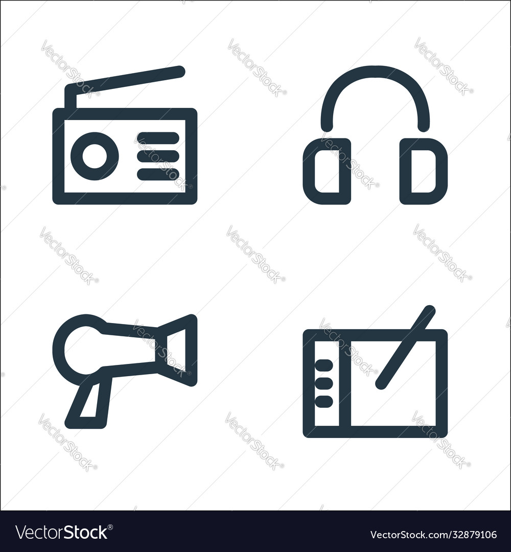Electronics line icons linear set quality vector image Electronics line icons linear set quality