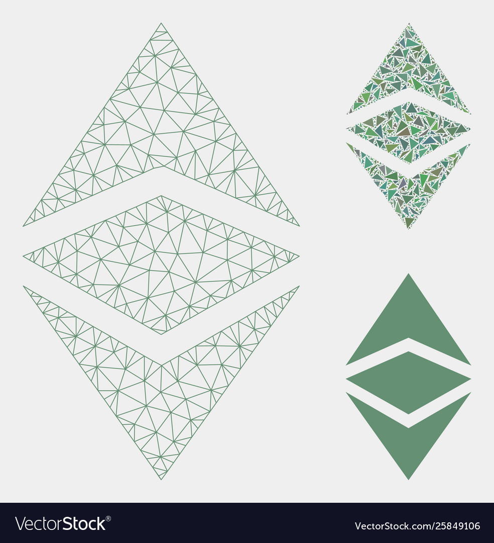 Ethereum classic mesh 2d model and triangle vector image Ethereum classic mesh 2d model and triangle