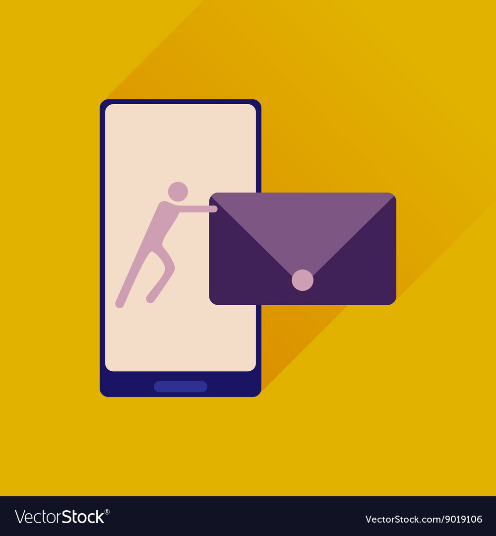 Flat web icon with long shadow phone message