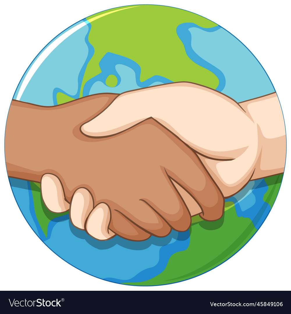 Holding hands on earth globe background