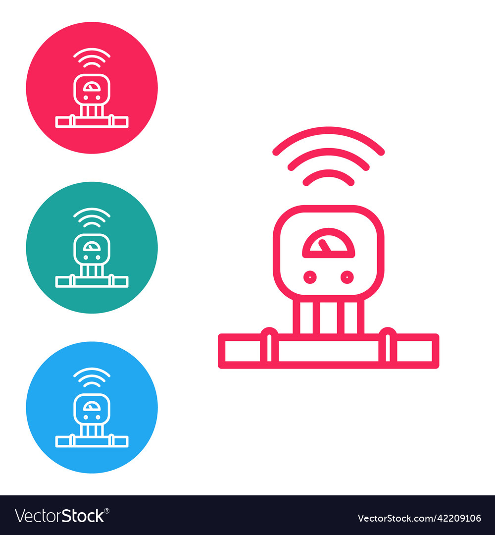 Red line smart sensor system icon isolated vector image Red line smart sensor system icon isolated
