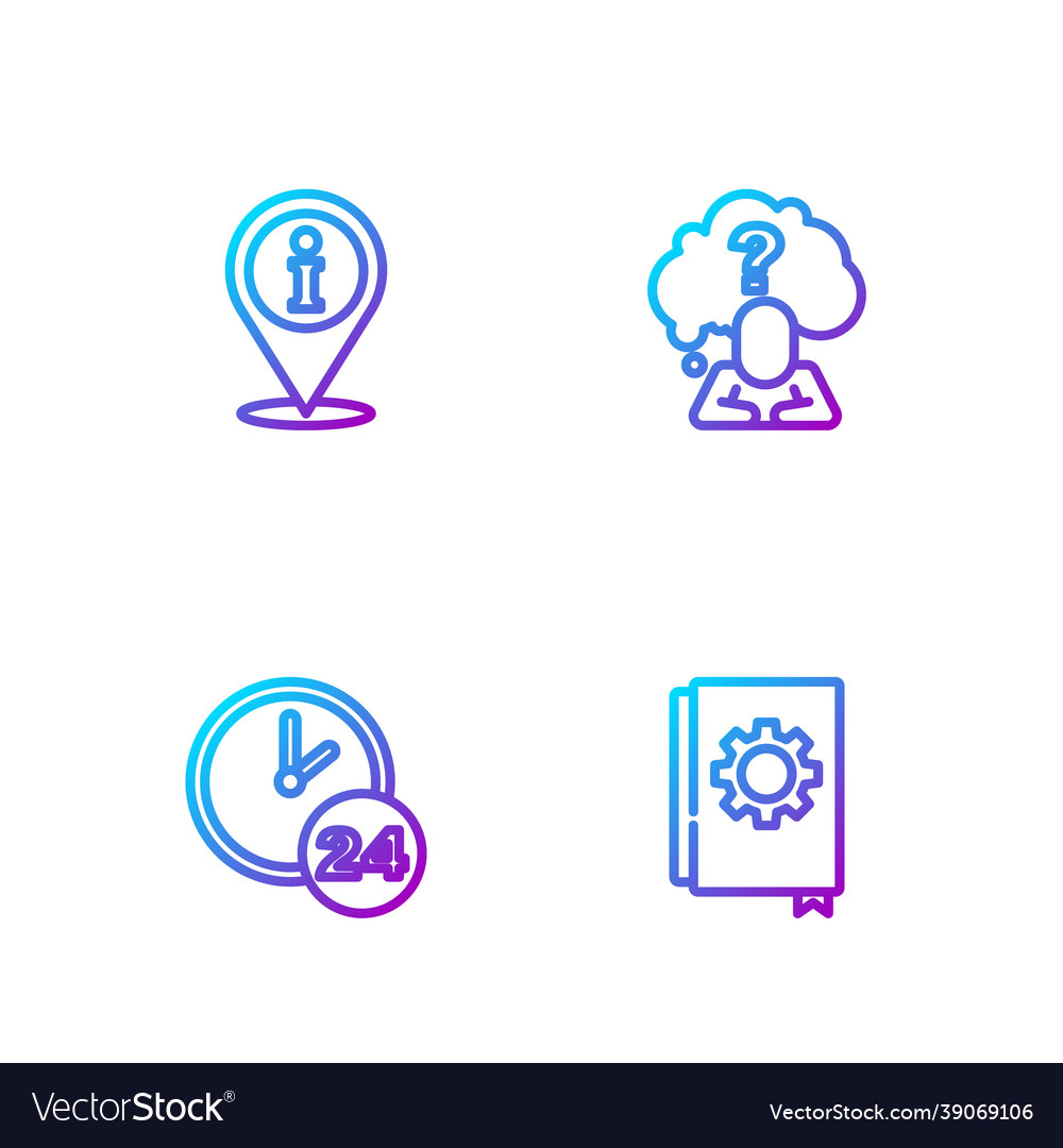 Set line user manual clock 24 hours location vector image Set line user manual clock 24 hours location
