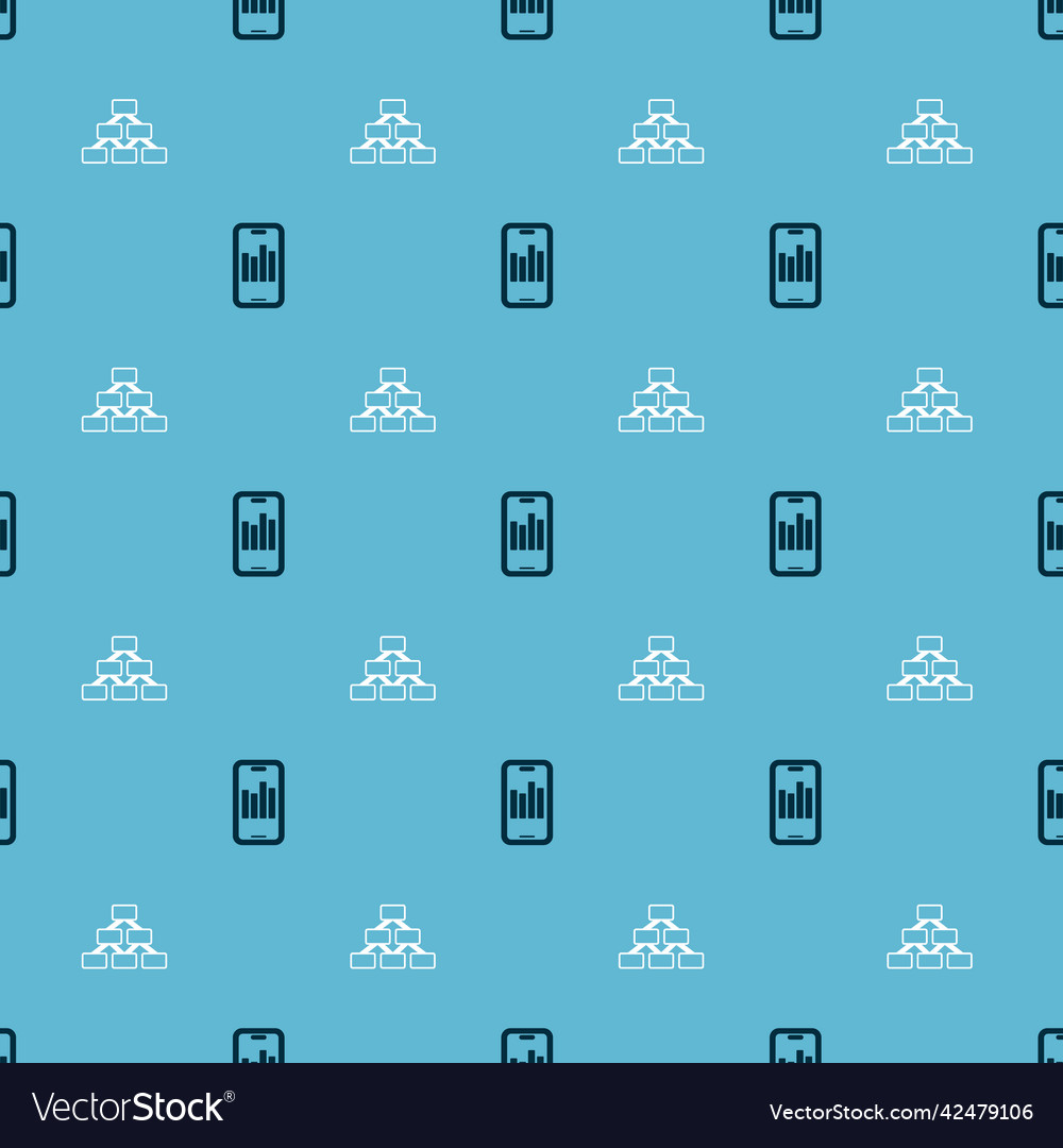 Set mobile with graph and hierarchy organogram vector image Set mobile with graph and hierarchy organogram