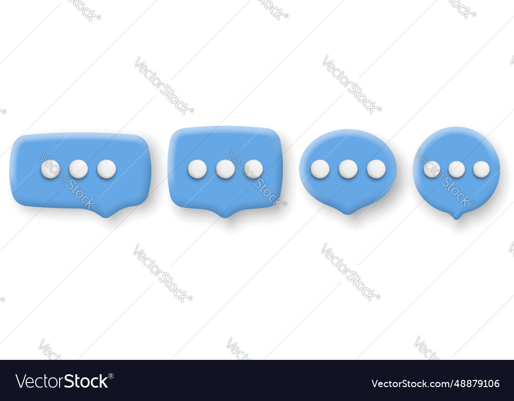 Set of four 3d speech bubble icons isolated vector image Set of four 3d speech bubble icons isolated