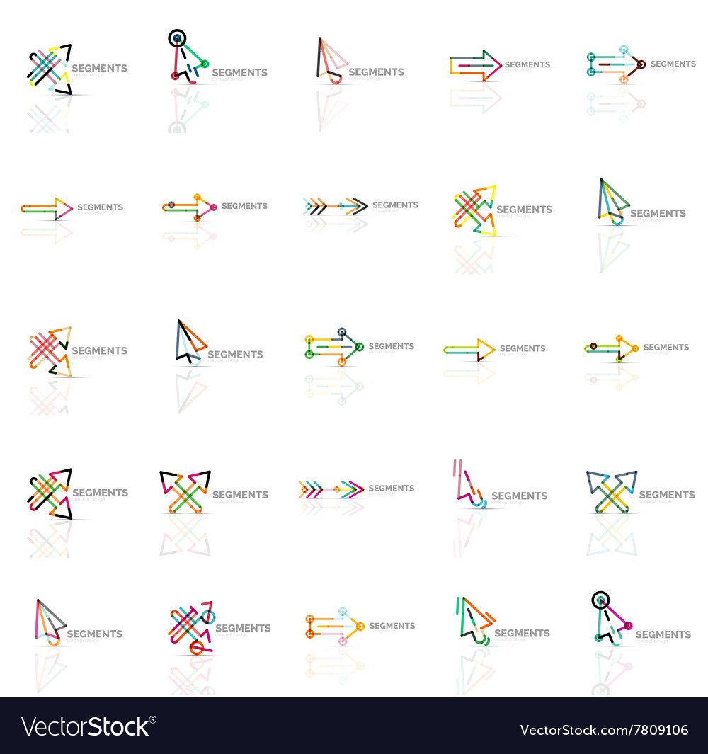 Set of linear arrow icons thin line design