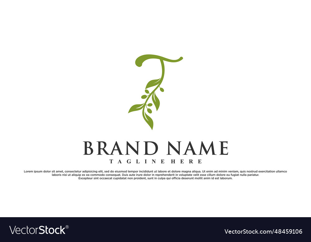 T latter logo design with nature beauty premium