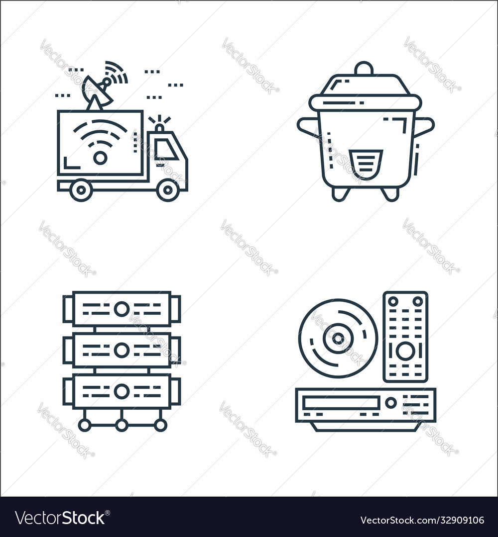 Technology devices line icons linear set quality