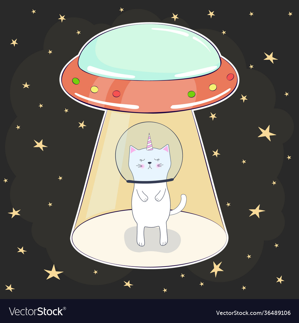 Ufo kidnap cat baby Royalty Free Vector Image - VectorStock