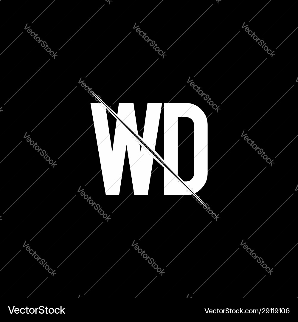 Wd logo monogram with slash style design template Vector Image