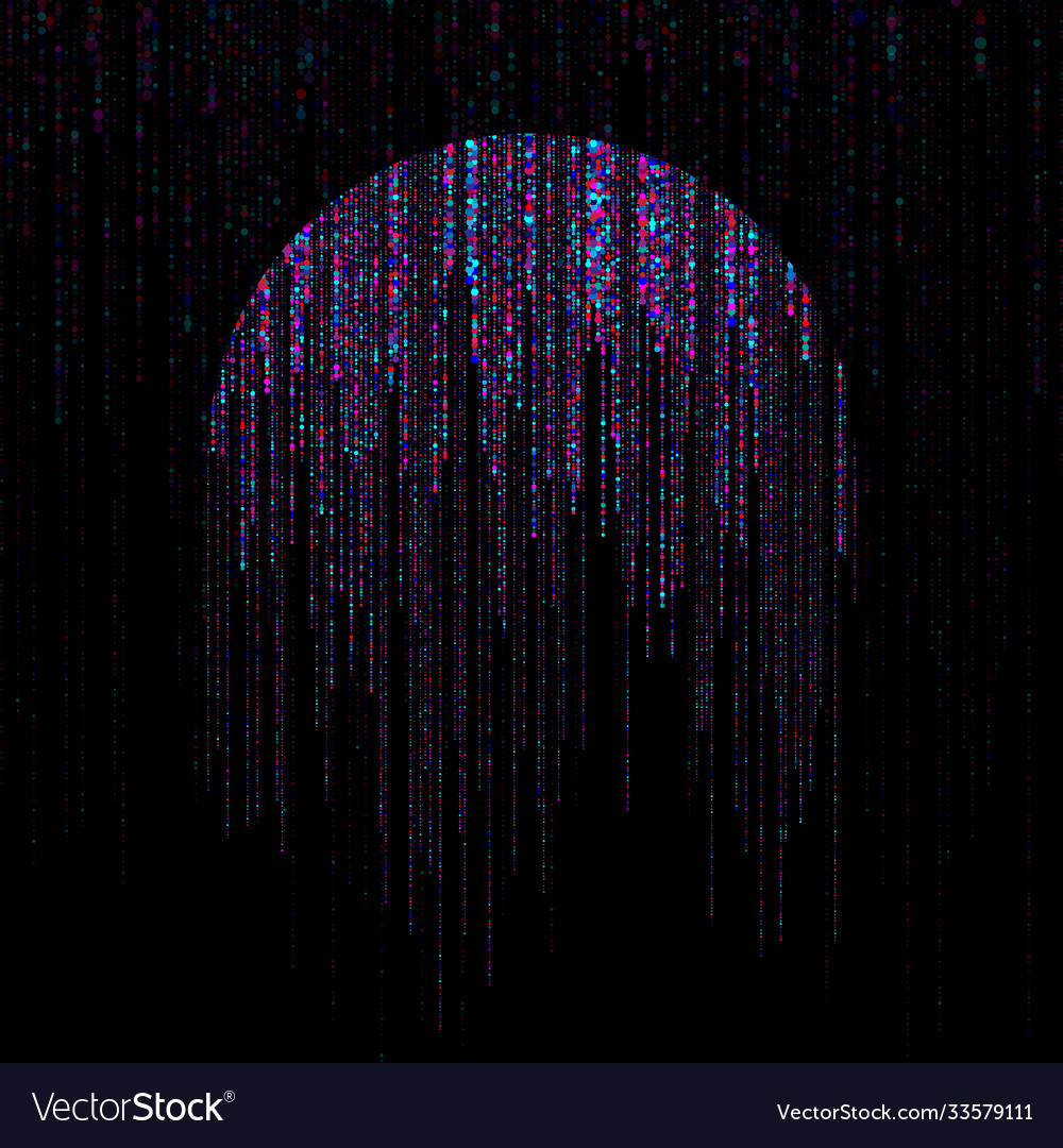 Big data visualization circle stream falling vector image Big data visualization circle stream falling