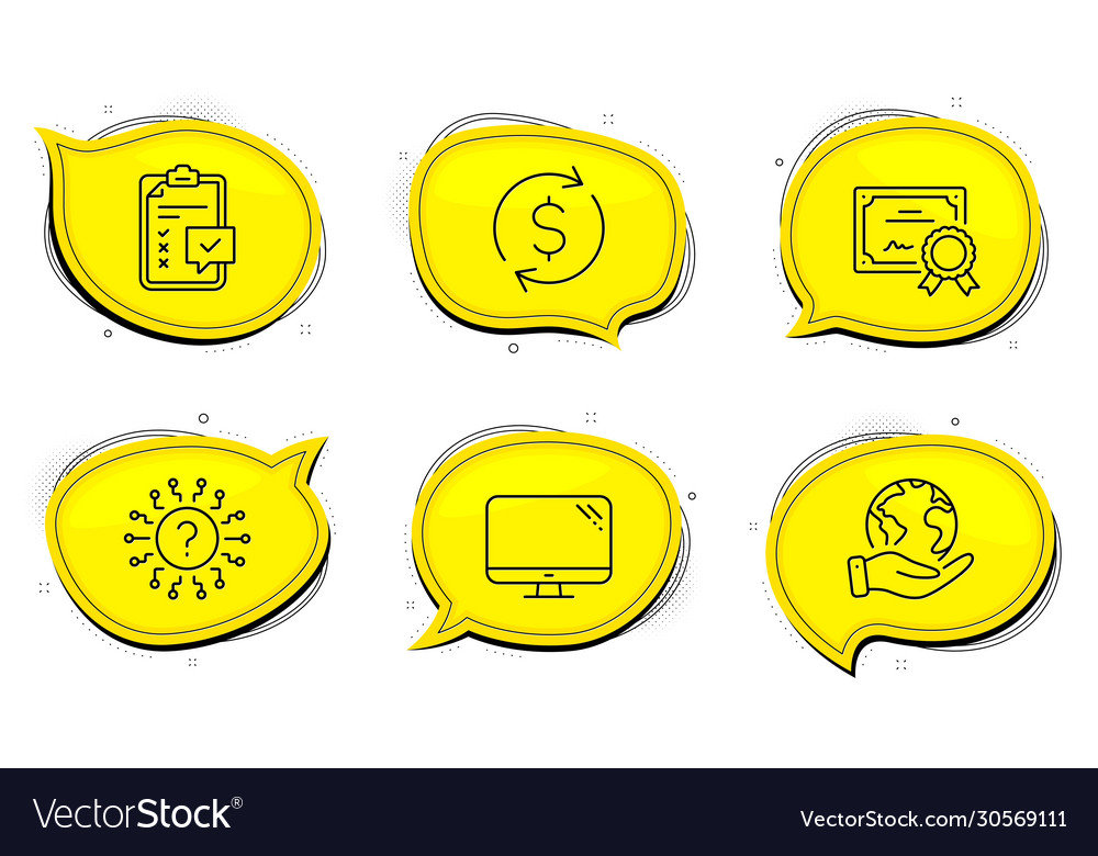 Checklist computer and question mark icons set vector image Checklist computer and question mark icons set
