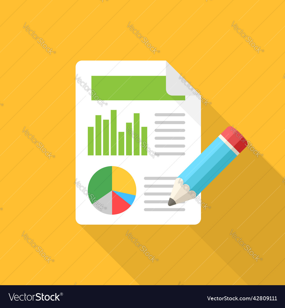 Contract document with pencil icon in flat style