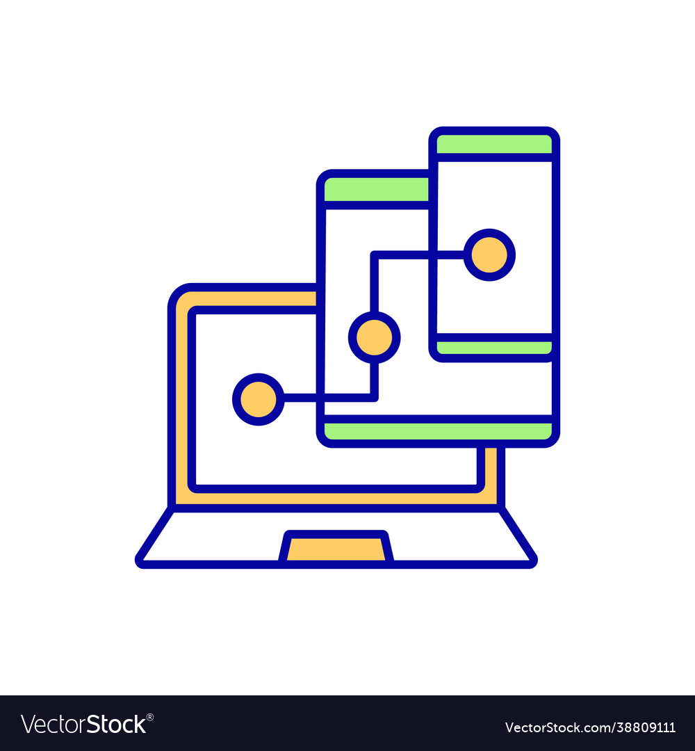 Device synchronization rgb color icon vector image Device synchronization rgb color icon