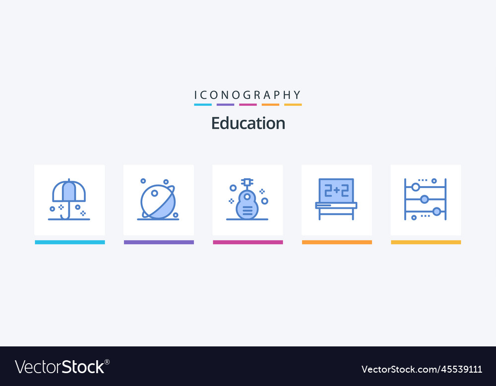 Education blue 5 icon pack including studies